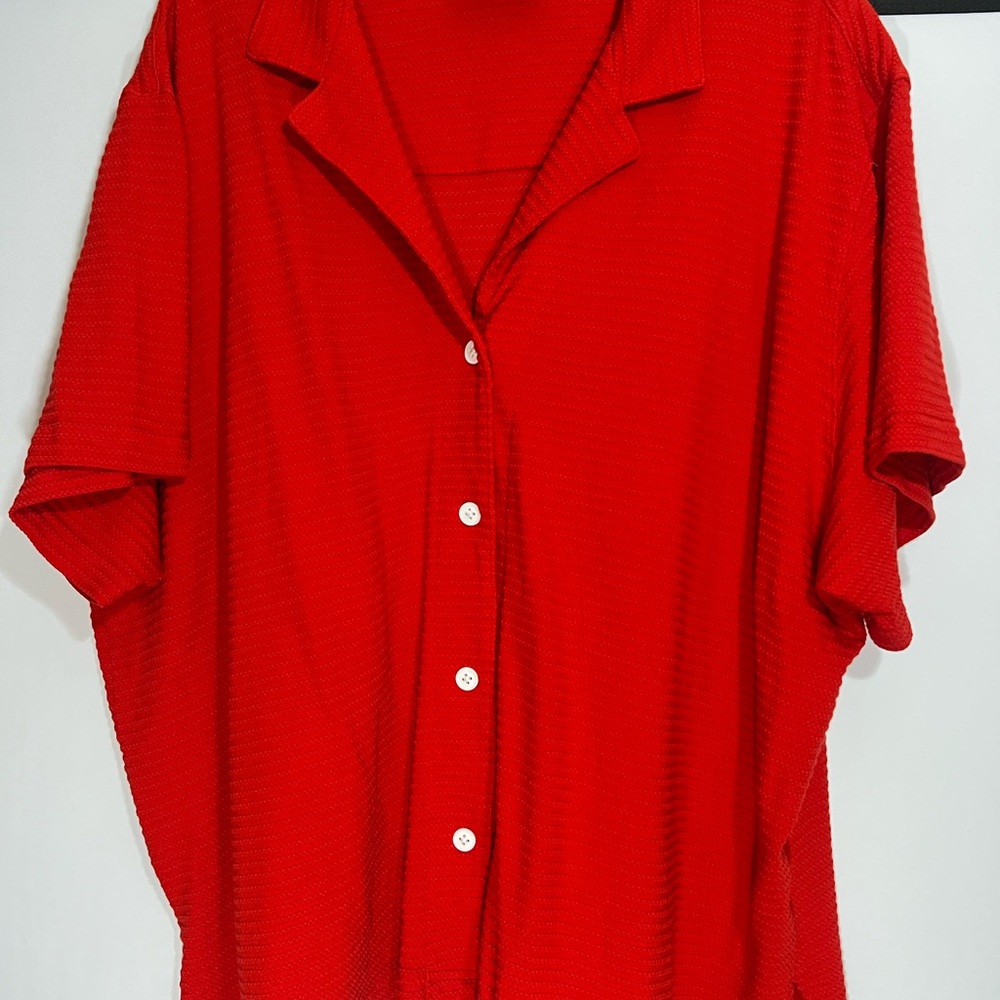 Big Bud Press Vibrant Red Casual Button Down Shirt